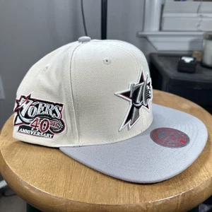 Philadelphia 76ers Mitchell & Ness Khaki 40th Anniversary Snapback Hat Cap NEW - Picture 1 of 4