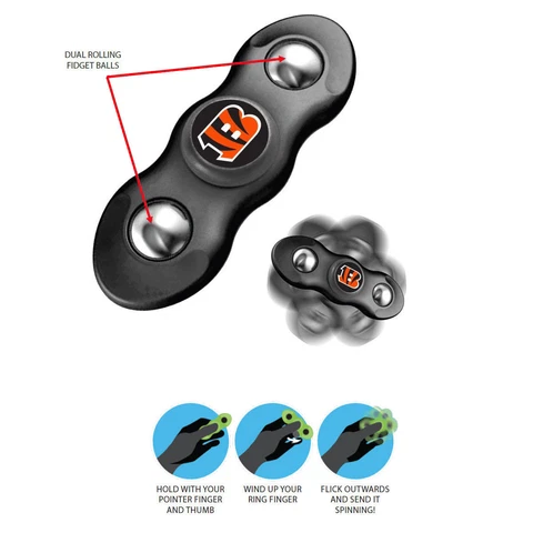 New NFL Cincinnati Bengals 2 in 1 Flik Fidget Hand Spinner Rolling Balls Cover