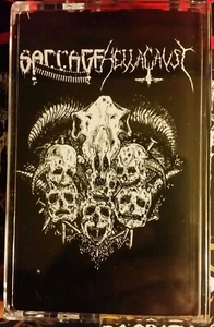 SACCAGE / HELLACAUST – Split Tape w/ Patch (lim 50) - Bild 1 von 4