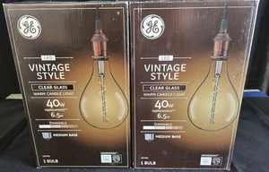 GE Vintage Style LED Light Bulb 6.5W Warm Candle Light 2 Pack - Picture 1 of 2