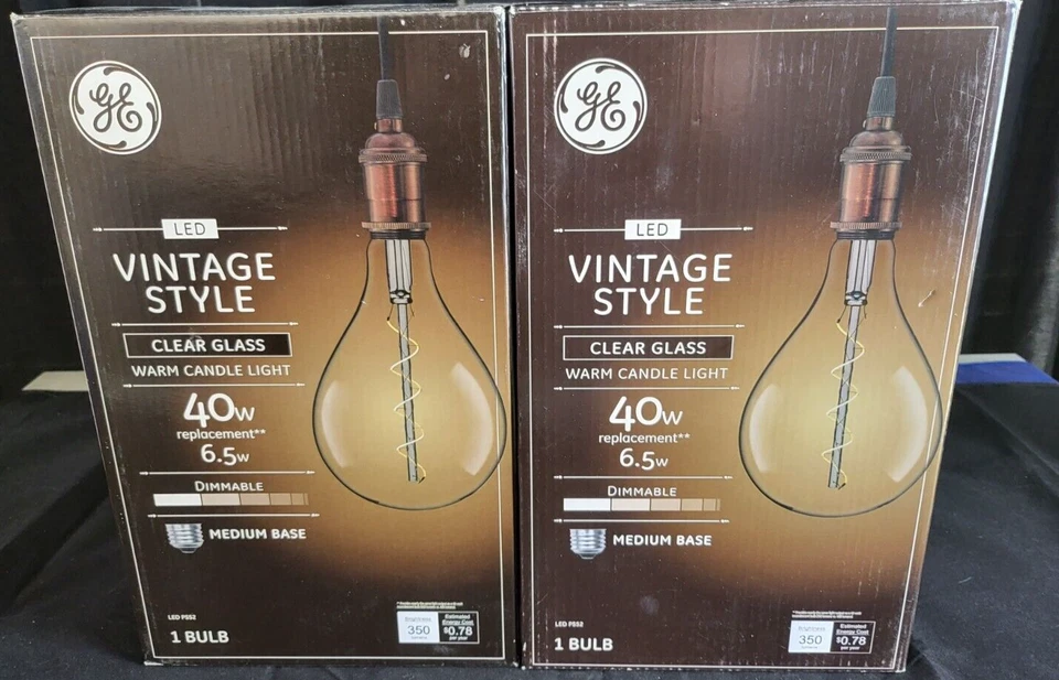 GE Vintage Style LED Light Bulb 6.5W Warm Candle Light 2 Pack - Image 1 of 2