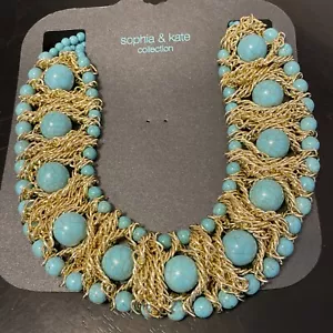 Collar Sofía y Kate y tono dorado y turquesa. Ajustable con garra de langosta - Imagen 1 de 3
