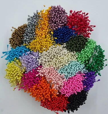290 Cabezas Dobles Flor Perla Artificial Estambres 3mm Artesanía Boda Pastelería - Imagen 1 de 4