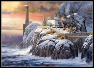 Chart Needlework DIY - Counted Cross Stitch Patterns - Lighthouse in Winter - Picture 1 of 2