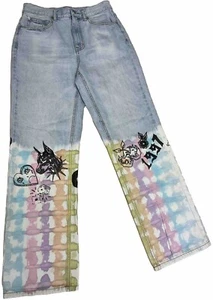 BDG Urban Outfitters 27x28 Cowboy Jeans Pants Straight-Leg Art Tie Dye Drawing - Picture 1 of 16