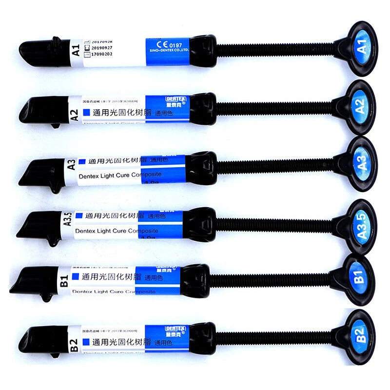 BOMAOER Dental DENTEX Syringe Universal Light Cure Composite Resin Shade 4g 9 shade