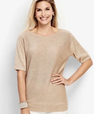Top Talbots Para Mujer Pequeño PS Beige Metálico Dorado Manga Dolman Lino Nuevo Sin Etiquetas Foto 1 de 4