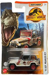 Matchbox '93 Jeep Wrangler #29 Jurassic Park World HBH07 1:64 modelo de coche embalaje original SUV - Imagen 1 de 12