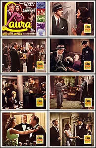 GENE TIERNEY And DANA ANDREWS In LAURA Full Set Of 8 Indiv 11x14 LC Prints 1944 - Picture 1 of 1