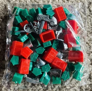 Vintage Monopoly Stücke Ersatz Hotels Häuser Spardose Hund Auto Hut Schuh Neu aus altem Lagerbestand - Bild 1 von 2