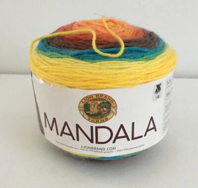 New Lion Brand Yarn MANDALA Skein Cake Thunderbird 590yd 5.3oz Acrylic - Image 1 of 4