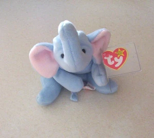 Vintage Original TY Beanie Baby Pastell Blau "Peanut" Elefant PVC Pellets 1995 - Bild 1 von 9
