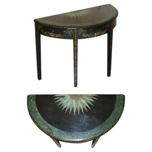 FINE 18TH CENTURY CIRCA 1760 HAND POLYCHROME PAINTED DEMI LUNE CONSOLE TABLE - Picture 1 of 12