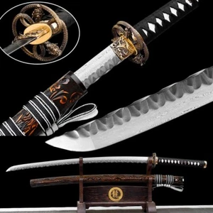 Folded Damascus Steel Sharp Real Japanese Samurai Sword Katana Full Tang Battle - Picture 1 of 14