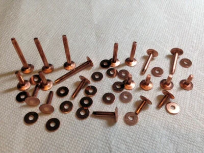 20 SETS Solid COPPER or BRASS Rivets & Burrs, Sizes #9_#12_#14 ASSORTED LENGTHS - Image 1 of 2