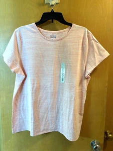 Women’s NWT XXL Croft & Barrow Classic tee Pink w/White Stripes Short Sleeve - Picture 1 of 4