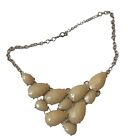 VTG Statement Ornate Lucite (?) Necklace Collar Faceted Clear-Cream 20”