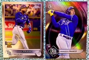 WANDER FRANCO ROOKIE 2022 Topps CHROME #35 & Bowman Platinum #69 two “RC” Logos - Picture 1 of 4
