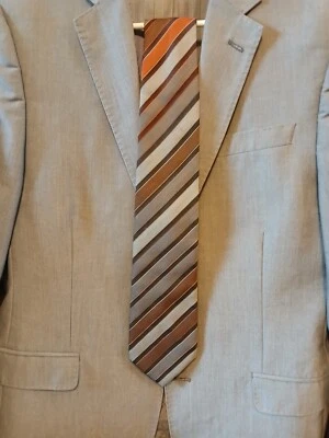 VINTAGE ERNST Necktie WOOL BLEND  Stripes 3.5 x 54 Gray Ombre Stripes REDHEAD - Image 1 of 4