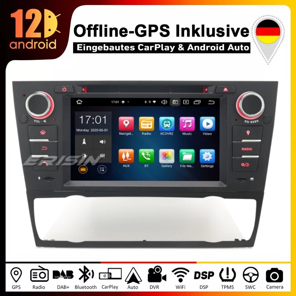 64GB DAB+CarPlay Android 12 Autoradio Navi Wifi DSP BMW 3 Series E90 E91 E92 E93 - Immagine 1 di 4