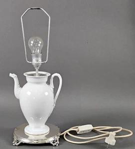 Biedermeier Kaffeekanne-Lampe Lampenfuß auf versilberten Sockel - Picture 1 of 11