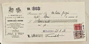1924 DOCUMENTO RICEVUTA SARTORIA CIVILE MILITARE BERETTA MILANO FARE' - Picture 1 of 1