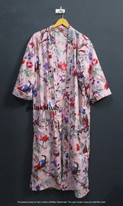 New Cotton Kimono Floral Printed Bathrobe One size Body Cover up Night Dress - Picture 1 of 4