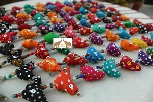 Indian Floral Cotton Stuffed Small Birds Beads Bell Prosperity Hens Lot 50 Pcs - Picture 1 of 4