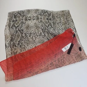 Dana Buchman Kohl's Damen länglicher Schal schwarz/rot Schlangenhautmuster Polyester - Bild 1 von 9