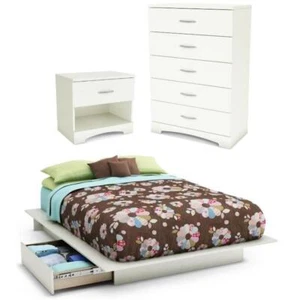Home Square 3-Piece Set with Full Queen Storage Bed Nightstand & 5-Drawer Chest - Picture 1 of 23