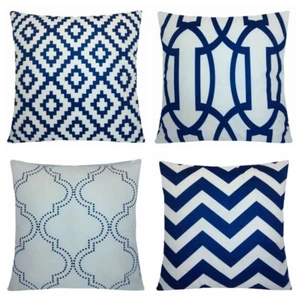 20x20" Navy Blue White Velvet Throw PILLOW COVER Decorative Sofa Cushion Case US - Picture 1 of 2
