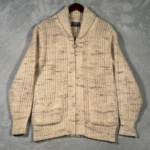 Pendleton Sweater Mens L Beige Wool Vintage USA Talon Zipper Westerly Lebowski - Picture 1 of 10