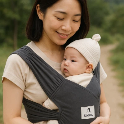 Portabebés Konny Original Negro Talla Pequeña Eslinga Ligera Elástica Fácil de Usar Foto 1 de 4