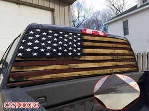 American Flag Pick Up Truck SUV Rear Back Window Graphics Decal Wrap Tint - Picture 1 of 7