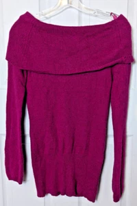 White House Black Market Magenta Pullover XS Schulterfrei Kaschmir Wollmischung - Bild 1 von 3