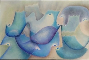 Marras Giuseppe. Acquarello e sabbie. cm.60x80 - Imagen 1 de 2