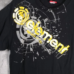 T-shirt skateboard vintage Y2K Element nero giallo manica corta uomo grande - Foto 1 di 8
