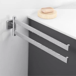 Portasciugamani Con Foratura – Portasciugamani Da Bagno Girevole a 180° E Pieghe - Foto 1 di 12