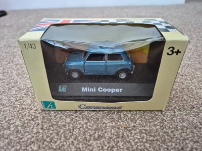 CARARAMA 1/43 MODello Diecast MINI COOPER Blu Metallico Classico RARO In Scatola - Immagine 1 di 3