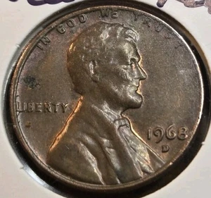 1968 D Memorial penny Lincoln Bust On/close To RIM. Date & Other Letters On RIM. - Picture 1 of 2