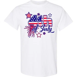 Inktastic 4th Of July Fireworks Stars And American Flag T-Shirt Fourth Patriotic - Picture 1 of 14
