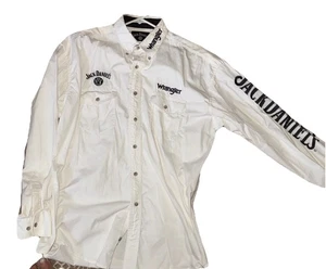 Wrangler Jack Daniels Shirt Mens White Long Sleeve Embroidered White Dress Shirt - Picture 1 of 6