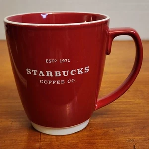 Starbucks Coffee Mug Est 1971 Red Ceramic White Letters Large Size VGUC  - Imagen 1 de 8