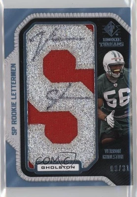 2008 SP Rookie Threads Lettermen Last Name /31 Vernon Gholston #VG34 Auto RC - Image 1 of 2