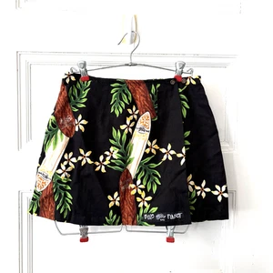 Y2K Blue Planet Surf Gear Mujer Azul Falda Hawaiana Negra Floral Talla S Mini - Imagen 1 de 7