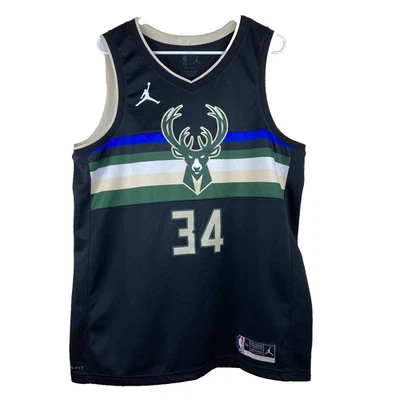 Nike Jordan Mens Sz 52 NBA Milwaukee Bucks Giannis Antetokounmpo Black Jersey - Image 1 of 4
