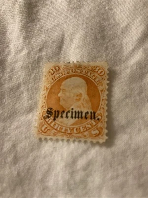 EE. UU.-(-1861-1862-)-SC. #71-FRANKLIN, 30c.-NARANJA-"ESPECIMEN"-lote de 1-sello MH #11 Foto 1 de 4