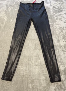 Spanx Faux Leather Leggings Womens Black sz L Shaping High Rise - Picture 1 of 9