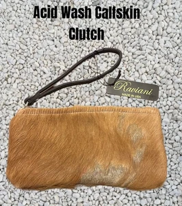 Raviani Clutch in hellbraun Acid Wash Kalbsleder (MADE IN USA) - Bild 1 von 5