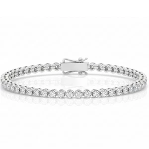 2.25CT 100% Natural Round Diamond Tennis Bracelet Platinum - Ready To Ship - Picture 1 of 13